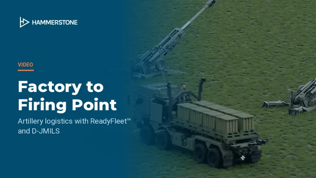 Factory to Firing Point video: an animated ammunition resupply vehicle delivering artillery rounds to howitzers at the gun line