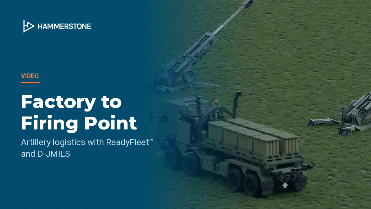 Factory to Firing Point video: an animated ammunition resupply vehicle delivering artillery rounds to howitzers at the gun line